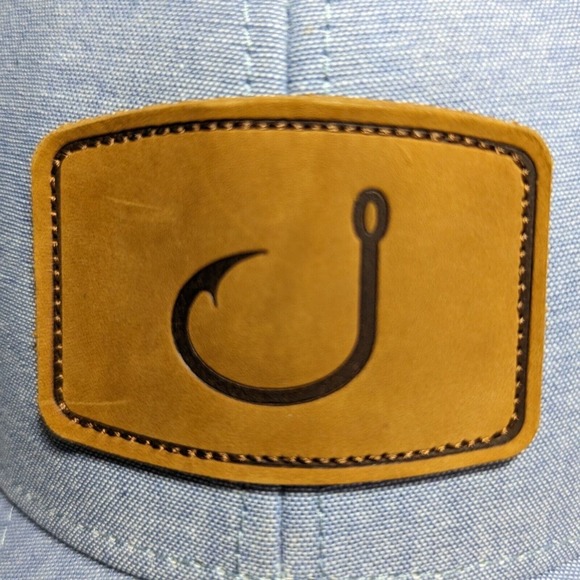 AVID Gear Adjustable Blue Fishing Hook Logo Patch Hat w/ White Mesh Back - Picture 3 of 8
